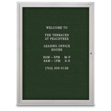 United Visual Products 60"x36" 2-Door Enclosed Outdoor Letterboard, Green Felt/Satin UV1162D-SATIN-GREEN